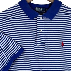 Polo Ralph Lauren XXL Mens Short Sleeve Polo Blue White Horizontal Striped